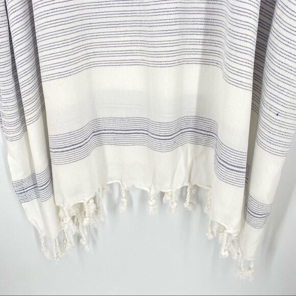 Buji Baja Turkish Cotton Nautical Striped Fringe Beach Kaftan Swim Cover OS - Picture 4 of 8